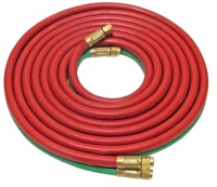 Tuyau de soudage en caoutchouc EPDM 1/4"x50ft avec raccords en laiton 9/16", TUYAU JUMELÉ pour équipements de soudage et de découpe