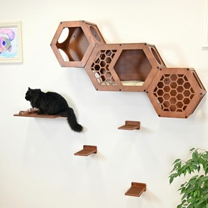 Étagères murales modernes pour chats, en bois et en forme d'arbre, avec marches - Product Image 4