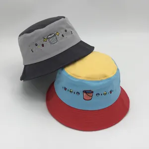 หมวกชาวประมงสีตัดกันแฟชั่นใหม่หมวกทรงถังปักโลโก้ตามสั่งผู้ผลิตจากโรงงาน