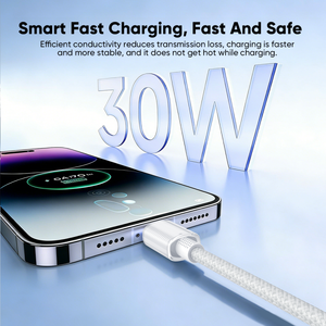 Câble <span class=keywords><strong>de</strong></span> charge rapide VIDVIE PD30W Type-C vers Lightning pour iPhone, câble <span class=keywords><strong>de</strong></span> données USB tressé <span class=keywords><strong>de</strong></span> 1,2 m pour iPhone/<span class=keywords><strong>iPad</strong></span>/Macbook - Product Image 4