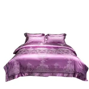 Cotton Satin Thêu Bộ Đồ Giường Đặt Sang Trọng Châu Âu Tân Cổ Điển Jacquard Paisley Thiết Kế-H Comforter Bìa Ga Trải Giường Bộ