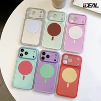 Casing HP iPhone 18 Pro Max Resin IMD Magnetik Warna Kontras Gaya Resmi Pabrik IDEAL, Anti Benturan, Pelindung Bagian Belakang