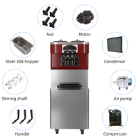 Machine à glace molle professionnelle 18-25L/H multi-saveurs sur pied pour café, restaurant mobile, supérette, cinéma, hôtel