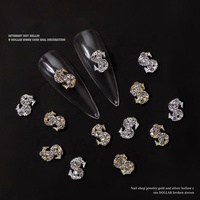 Nuancier de luxe pour Nail Art, symbole de signe Dollar, or, argent, diamant complet, pierre en alliage, breloques pour décoration, meilleure vente, nouveauté
