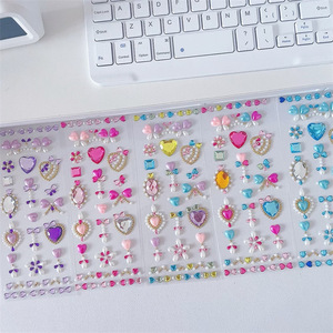 Fée <span class=keywords><strong>baguette</strong></span> autocollants enfants et filles coeur princesse vent décoratif visage autocollants scène maquillage clignotant cristal autocollants - Product Image 4