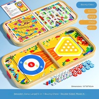 Jeu de société en bois multi-jeux pour enfants, 2 joueurs, avec Flick Chess, Serpents et Échelles, Bowling, Hockey sur glace, Cadeau pour fête de famille