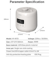 Cuisinière à pression électrique à commande numérique 4L, 900W, haute efficacité, minuterie 24H, multicuiseur intelligent pour usage domestique