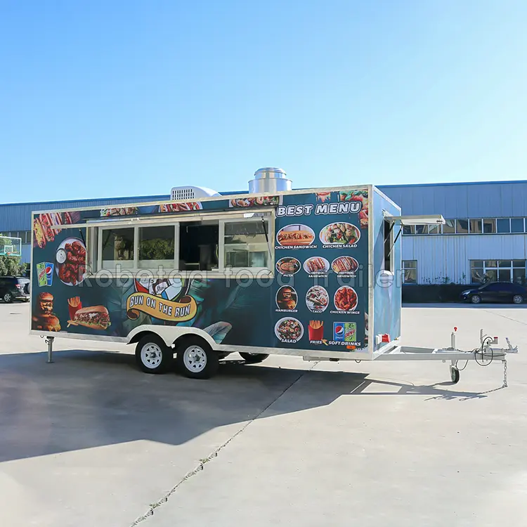 مقطورة طعام رخيصة الثمن لبيتزا من Robetaa، شاحنة طعام متنقلة مجهزة بالكامل بمطبخ وكافة الحاويات