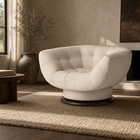 Fauteuil pivotant de luxe moderne en velours beige, fauteuil design pour salon, hall d'hôtel, ensemble de meubles de salon rembourrés