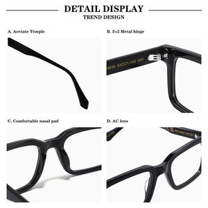 Monture carrée classique en acétate, unisexe, à verres plats, avec clous décoratifs, lunettes optiques rétro minimalistes faites à la main - Product Image 3