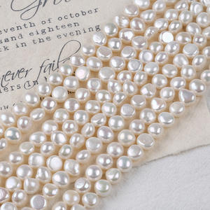 Chaîne de perles de culture d'eau douce naturelles baroques blanches de 7-8 mm, perles en vrac pour collier et bracelet DIY, vente en gros à Zhuji - Product Image 5