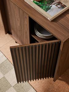 אחסון ארון צד מודרני של אמצע המאה עם לוח מבטא ארון מבטא 2 דלתות על רגלי מתכת - Product Image 2