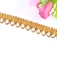 Fil doré métallique 1.1cm, garniture de dentelle, paillettes, garniture de tresse, ruban d'embellissement, artisanat, couture, tissu de dentelle