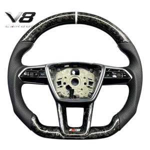 Volante de Fibra de Carbono Real Personalizado Estilo Deportivo de Carreras, Accesorios para Automóviles V8carbon para <span class=keywords><strong>A6</strong></span> C8 Avant <span class=keywords><strong>Allroad</strong></span>, Piezas de Auto Modificadas - Product Image 5