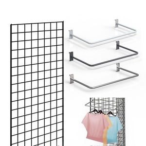Zinc Grid Panel Display Rack with Chromed Surface and Adjustable Height Slatwall <b>Hook</b> for Shop Window Clothing Hanging Display - Product Image 1