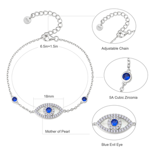 KRKC-pulsera de plata de ley 925 con Ojo Azul malvado, pulsera de zafiro, CZ, diamante, madre de perla, <span class=keywords><strong>mal</strong></span> de ojo de Diablo, para mujer - Product Image 4
