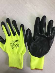 قفازات حديقة سوداء متينة وقابلة للتنفس من النايلون غير ملحومة محبوكة 13 جم من البوليستر النتريل المغلفة مع شعارك - Product Image 4