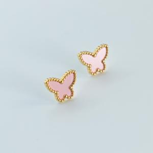 Boucles d'oreilles tendance en acier inoxydable avec nœuds papillon de styles variés, plaquées or 18 carats PVD et émaillées, bijoux d'oreille à la mode - Product Image 5