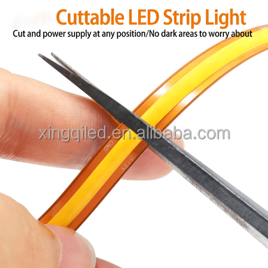 Flexible Arbitrary Cut COB LED Strip 8mm 528LEDs/M 13W/M DC12/24V 90-100lm Seamless Lighting Tape for Shelf Cabinet Decoration