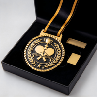 Médaille de Tennis de Table Personnalisée Plaqué Or Émail Noir Pagaies Croisées Relief 3D Récompense pour le Championnat