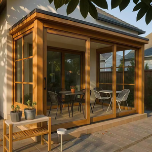 Salles de bronzage préfabriquées modernes <span class=keywords><strong>Solarium</strong></span> Verre isolé Lowe Véranda en bois préfabriquée Salon de jardin Maison Patio Véranda en verre - Product Image 1