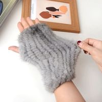 2025 Neue Luxus Winter Strick Nerz Pelz Fäustlinge Echte Nerz Fell Finger lose Handschuhe für Frauen und Mädchen
