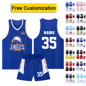 Ensemble de maillots de basket-ball personnalisés avec logo, motifs et numéros, pour compétition d'équipe, hommes adultes, polyester respirant, évacuation de l'humidité, séchage rapide - Product Image 1