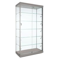 LED-beleuchtete Vitrine aus gehärtetem Glas mit abschließbarer Tür und Glasregalen für Geschäfte
