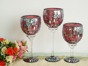 กระเบื้องโมเสคเชิงเทียนแก้วสีเขียวเข้มสวย, เชิงเทียน, ถ้วย - Product Image 5