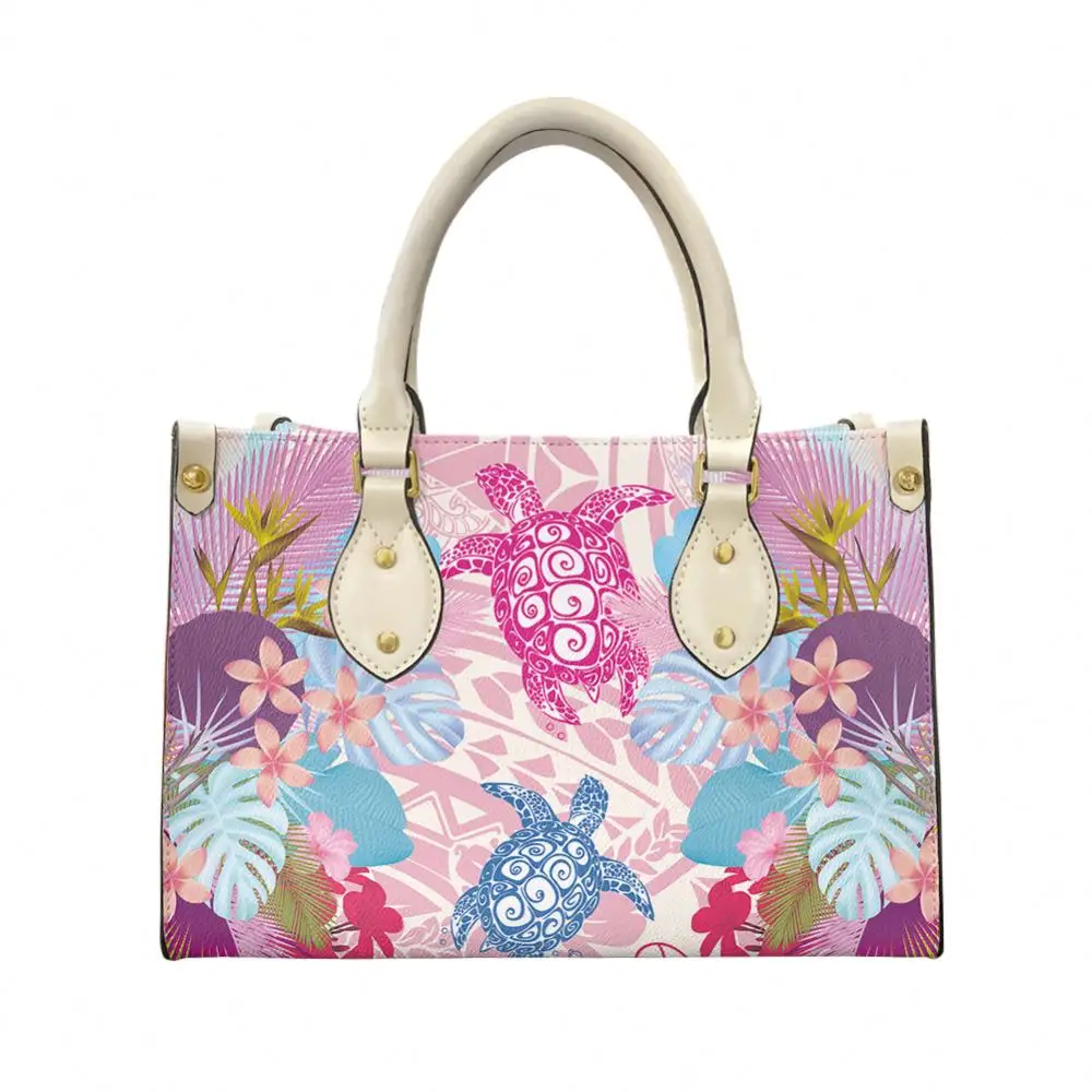 Turtle Tribal Pink Hawaiian Hibiscus Flower Tattoo Designer Bags Handbags Women Famous Brands Tote Ladies Handbag Shoulder Purse