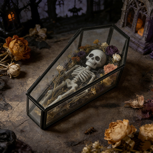Boîte de rangement en verre multifonctionnelle en forme de cercueil avec cadre en métal noir pour plateau à parfums et organisateur de bibelots anti-poussière - Product Image 6