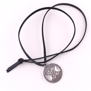 Collier Triple Déesse <span class=keywords><strong>de</strong></span> <span class=keywords><strong>la</strong></span> Lune, Collier Amulette en Forme d'Étoile Wicca, Collier Arbre <span class=keywords><strong>de</strong></span> Vie Lune pour Femmes, Pendentifs Vintage - Product Image 6