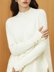 <span class=keywords><strong>Pull</strong></span> en cachemire certifié GRS avec fil doré argenté OEM ODM <span class=keywords><strong>Pull</strong></span> en cachemire de Mongolie pour femmes - Product Image 1