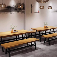 Combinaison de chaise de Table longue en bois pour hôtel pour Restaurant café cantine Hotpot Table à manger banc ensemble