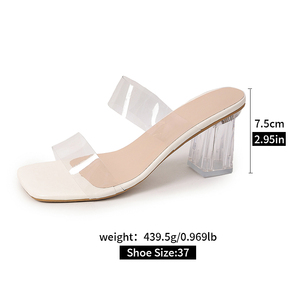 Nouvelles pantoufles de luxe sexy pour <span class=keywords><strong>femme</strong></span> à talons hauts, talon carré en cristal, lacets transparents et bout ouvert, chaussures pour <span class=keywords><strong>femme</strong></span> M-LQ-44 - Product Image 3