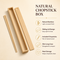 Boîte à baguettes en bambou naturel avec couvercle coulissant, portable, réutilisable, non finie, pour la maison, le quotidien, les voyages, vaisselle minimaliste, coffret cadeau