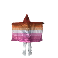 Drapeau corporel LGBTQ Sunset Les Lesbian Pride avec chapeau et manchon de bras, à porter, avec quatre œillets pour accrocher