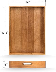 Bandeja de Servir de Madera de Acacia con Asas (17 Pulgadas), Bandejas Decorativas para Servir el Desayuno en la Cama, Almuerzo, Cena - Product Image 4