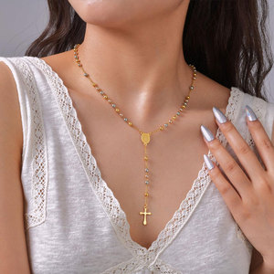 Collar de cuentas de moda chapado en oro PVD de 14K y 18K, de acero inoxidable 316L personalizado, joyería fina, collares, rosario de fe para mujer - Product Image 3