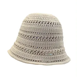 定制手工镂空针织渔夫桶帽棉针织骷髅帽盆帽