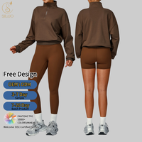 Sweat-shirt personnalisé avec logo du fabricant, demi-zip, grande taille, manches longues, pull-over pour femme, col montant, couleur unie, en coton