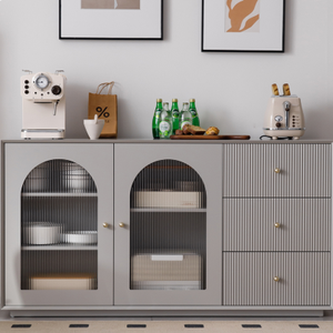 Aparador de Madera Maciza de Lujo Personalizable, Diseño Moderno y Minimalista, Grado E0, Dimensiones 805x1500x400mm, Color Gris Morandi/Marfil - Product Image 4