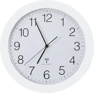 Modern Simple 12 Inch Plastic Radio Control Wall Clock For Living Room Silent Round Custom Arch Glass Atomic Clock