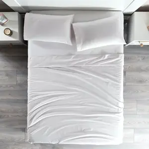 Parure de draps individuels Vialifresh 200TC 100% Coton Infroissable pour la maison, 4 pièces, style uni tissé - Product Image 3