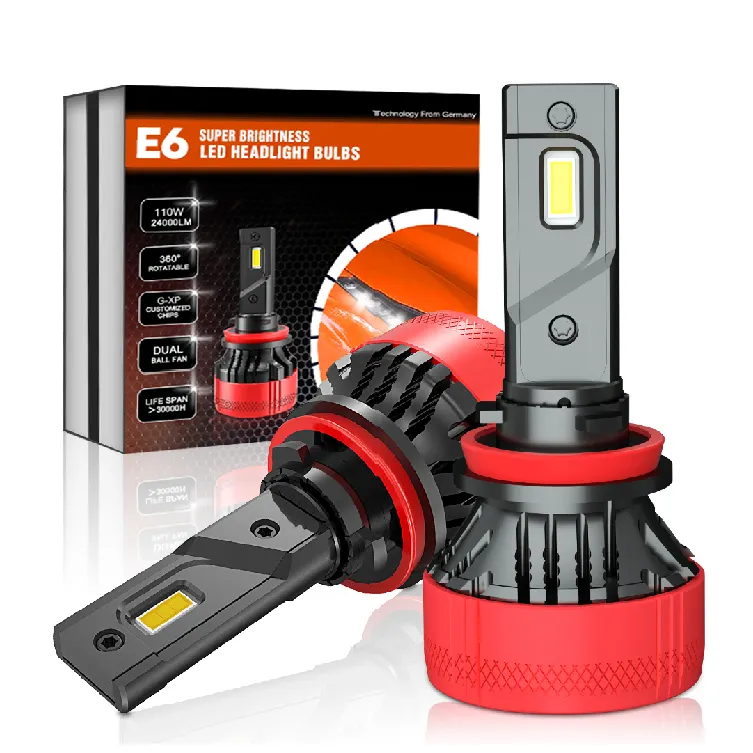 Faro led de coche de alta potencia, CHIP personalizado, E6 h11 h13 12V 110W 24000LM 6500K G-XP