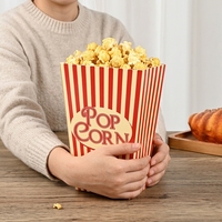 Ensemble de boîtes à popcorn rayées en papier et de sacs transparents pour collations de cinéma