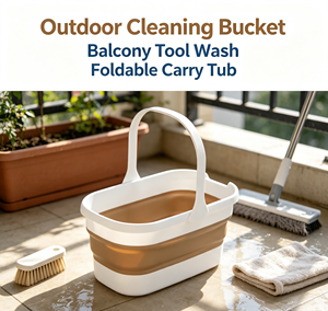 Multi-Purpose Portable Steel Foldable Collapsible Eco-Friendly High Capacity Self-Wringer Water Bucket Mop Handle for Home - Product Image 2