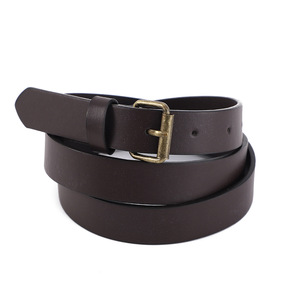 Cinturón de Cuero Genuino Color Café con Hebilla Rectangular de Cobre, Duradero para Uso Casual - Product Image 2