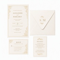 Biglietto d'invito per matrimonio in spiaggia in carta crema di lusso, stampa personalizzata, finitura in lamina metallica, design e logo personalizzati, materiali ecologici