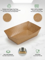 Plateau alimentaire en papier jetable, plateau de service alimentaire en papier kraft brun en vrac pour les nachos, les tacos, le barbecue, les frites, plateaux en papier en vrac pour les restaurants